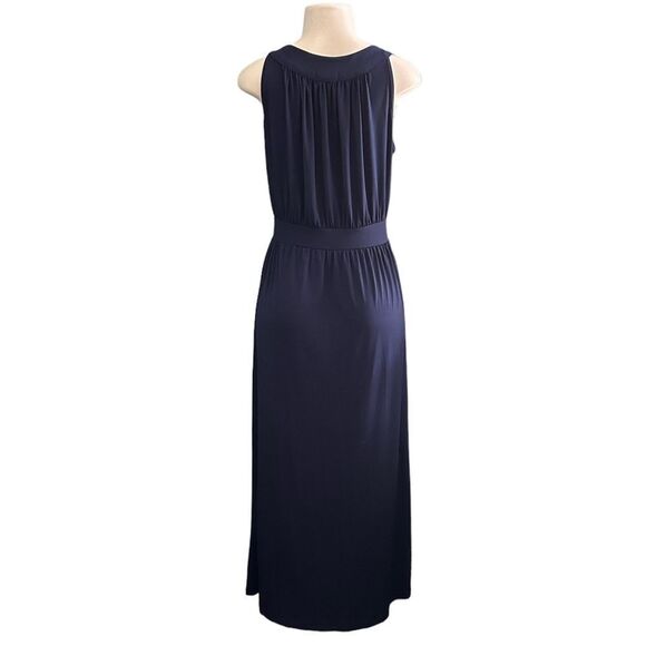 Candalite Dark Blue Jewel Neckline Grecian Sleeveless Maxi Dress Size Medium - Picture 3 of 6